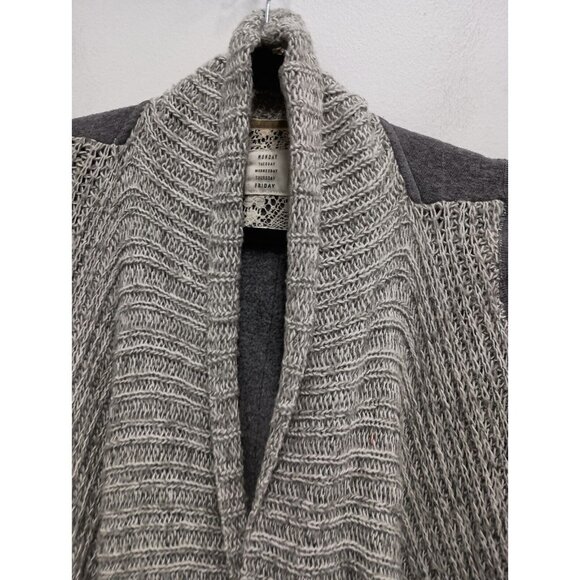 Saturday Sunday Anthropologie Womens Cascading Cardigan Small Gray Chunky BOHO - Picture 2 of 8